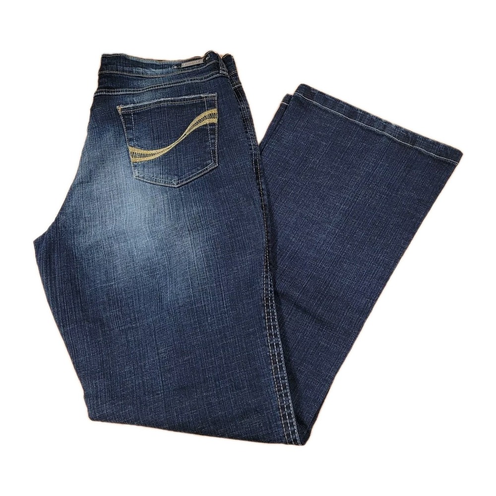Southpole Womens 13 Flare Jeans Embroidered Pockets Mid Rise Denim Blue